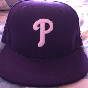 Royal purple/white logo Phillies fitted cap